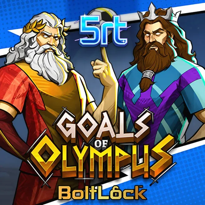 Tampilan visual slot Goals of Olympus BoltLock dengan elemen sepak bola dan mitologi