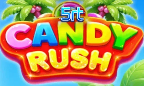 Tampilan visual ceria dan penuh warna dari slot Candy Rush dengan tema permen tropis.