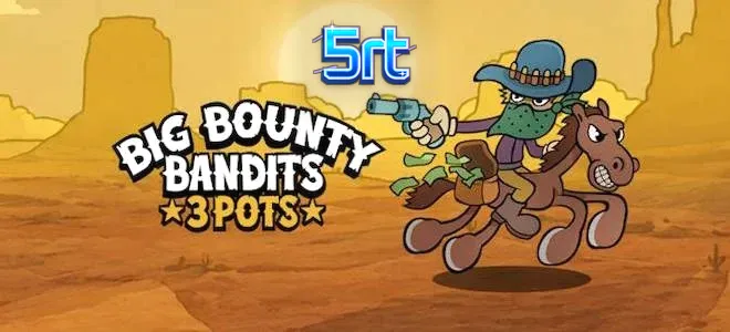 Tampilan visual slot Big Bounty Bandits: 3 Pots dengan tema kartun Wild West